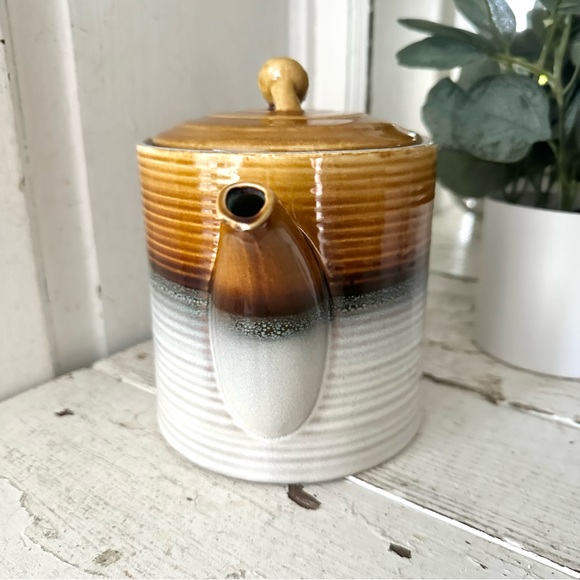 Roscher Stoneware Gradient Neutral Color Teapot Knot Handle Tea Kettle Bohemian - Picture 3 of 12